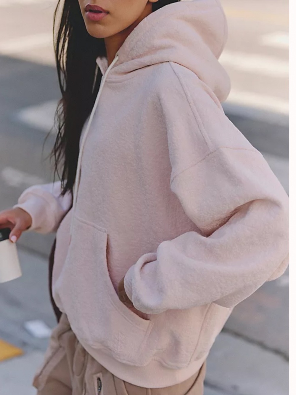 Free People Final Call Flocked Velvet Hoodie in Ballet Slipper Sz S NWT $168R